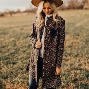 Roolee Kate C. Black Floral Print Jacket S